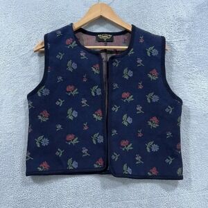 Vitabella Norway Cardigan Women Small Sweater Vintage 90s Floral Open Front Boho